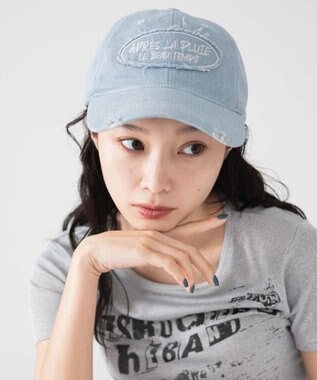 WEGO サークルフリンジロゴデニムキャップ デニム淡加工色