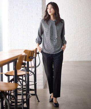 ANY 【洗濯機可/ストレッチ/ウエストゴム/裏起毛】マルチファンクションストレッチテーパードパンツ ブラック