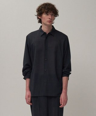 ATON TWIST WOOL GAUZE | ルーズフィットシャツ - UNISEX NAVY TOP