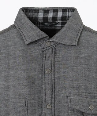 JOSEPH ABBOUD 【キングサイズ】リバーシブルチェック シャツ ブラック系