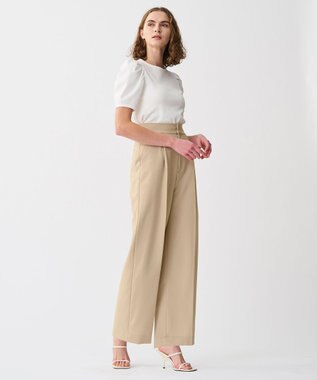 uncrave 【佐藤晴美さん着用】ウォッシャブルドライサップ ワイドパンツ(サスペンダー付き) ベージュ