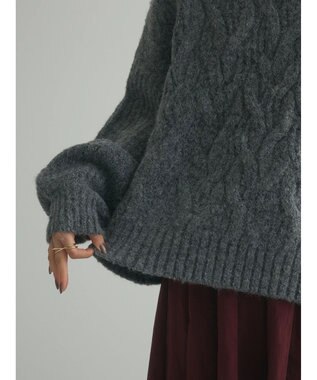 Green Parks armonia. ケーブルニットプルオーバー Charcoal Gray