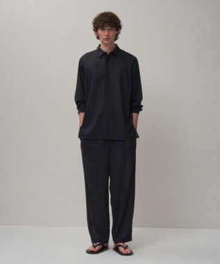 ATON TWIST WOOL GAUZE | ルーズフィットシャツ - UNISEX NAVY TOP