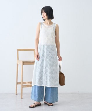 AMERICAN HOLIC レースジャガードノースリーブワンピース Ivory
