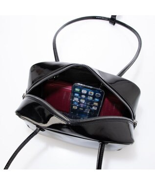 UNBILLION カシュカシュ cachecache / エナメル調中型ボストン ブラック