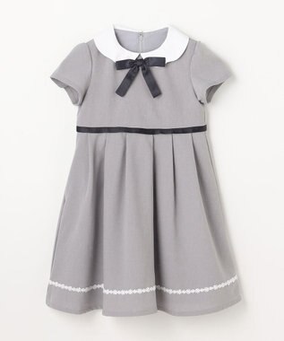 ANY KIDS 【2点セット】ノーカラー ボレロジャケット+襟付き ワンピース グレー