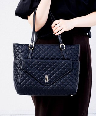 STEVE MADDEN BVIBRATO サイドポケット付きキルティングトートバッグ ブラック