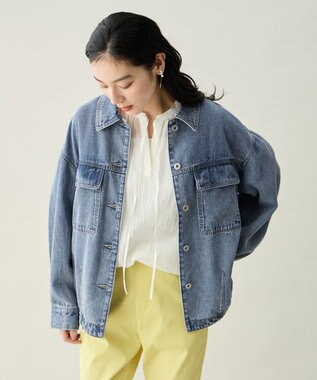 ANY L ミディデニムジャケット ブリーチ