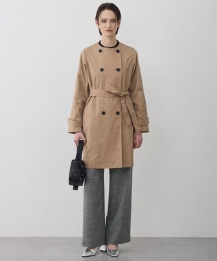 ICB 【2WAY仕様】メモリーストレッチタフタ トレンチコート アプリコットベージュ