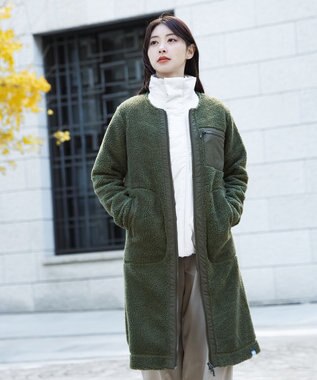 SHARE PARK LADIES 【LADIES】ボアフリースロングカーディガン オリーブ