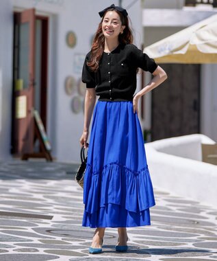 Tiaclasse 【洗える】鹿の子柄ニットショートカーディガン ブラック