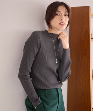 ANY テレコハイネックロングスリーブＴシャツ チャコール