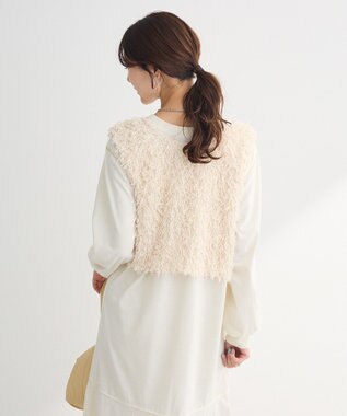 Green Parks ＳＥＴ２点ベスト＋配色ステッチワンピース Ivory