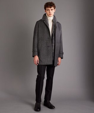 JOSEPH ABBOUD 【フランス製・リバーシブル】ウィンドウペン ストール ライトグレー系4