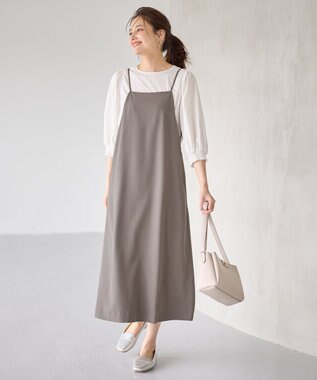 ANY 【セットアップ可能/UVケア/接触冷感/ストレッチ】イージーケアライトストレッチワンピース モカ