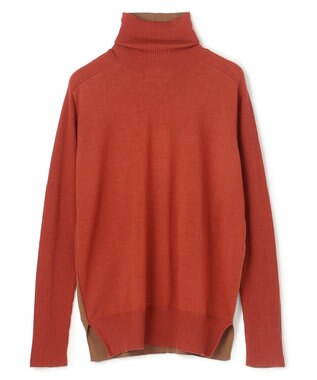 BEIGE， 【洗える・VERY NaVY12月号掲載】LA MONNAIE / バイカラーウールタートルニット OrangeRed × Caramel