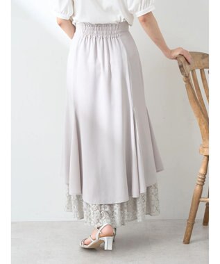 earth music&ecology レースヘムスカート Gray Beige