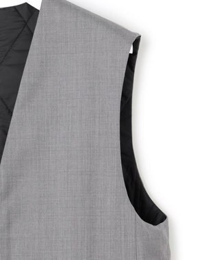 ICB 【洗える・リバーシブル着用可】T/Wツイルキルト リバーシブル パディング ジレ ライトグレー系