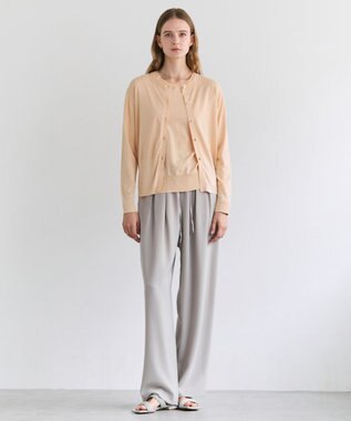 BEIGE， JULIE / コットンシルク クルーネックカーディガン Peach