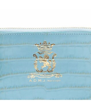 A.D.M.J. 【牛革】クロコ型押しオーガナイザーパース ベビーアズーロ