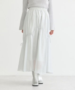 earth music&ecology シャイニーアシンメトリーギャザースカート Light Gray