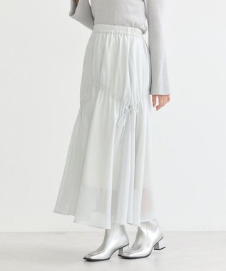 earth music&ecology シャイニーアシンメトリーギャザースカート Light Gray