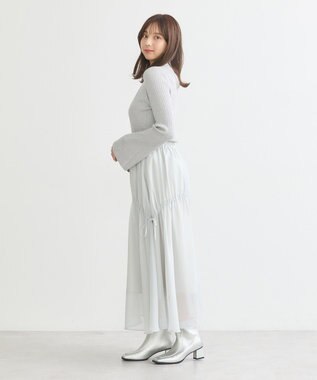 earth music&ecology シャイニーアシンメトリーギャザースカート Light Gray