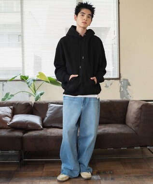 WEGO 【ユニセックス着用ITEM/MLXLサイズ展開/新色追加/裏起毛】スウェットプルパーカー ブラック