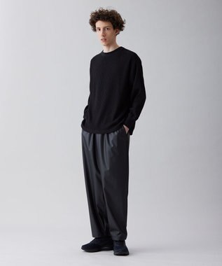 UNFILO MENS イージーケア ワッフル クルーネック [23年春夏商品] ブラック