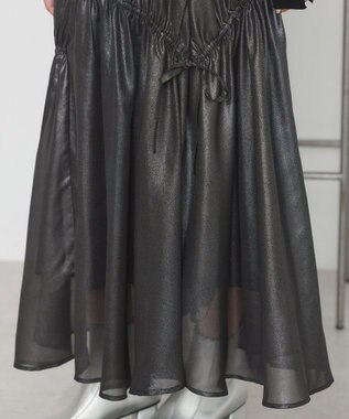 earth music&ecology シャイニーアシンメトリーギャザースカート Black