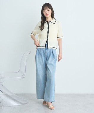 earth music&ecology 【予約】リブニットカーディガン アイボリー