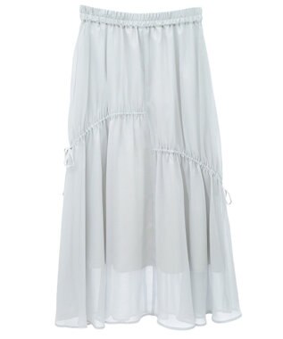 earth music&ecology シャイニーアシンメトリーギャザースカート Light Gray