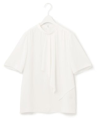 ICB 【洗える】 Back Satin Amunzen フリルブラウス オフホワイト系