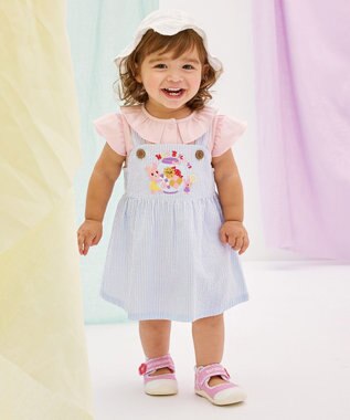 MIKI HOUSE HOT BISCUITS 【14-15.5cm】ワンストラップ風 ダブルラッセル セカンドベビーシューズ ピンク