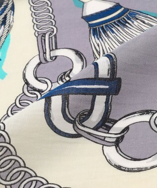 23区 manipuri ピルエットモチーフ コットンシルク ストール グレー×ブルー