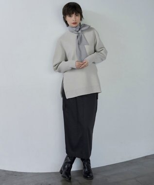 ICB L 【洗える】コットンシェニール コクーンスリーブニット トープ系
