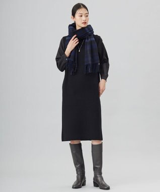 J.PRESS LADIES 【洗える】カシミヤチェック ストール ネイビー系3