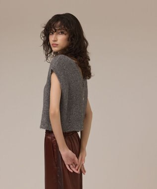 GRACE CONTINENTAL ショートフェザーニットトップ グレー