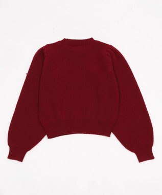 WEGO ベロアリボンアップリケタックスリーブニット ワイン