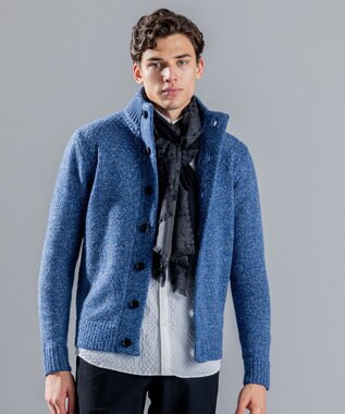 JOSEPH HOMME シルクカシミヤ　バッチワークストール グレー系3