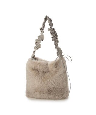 UNBILLION カシュカシュ cachecache / フリルワンハンドルエコファートート ライトグレー