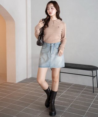 WEGO 【WEB限定/25年秋冬新作】別注USPOLOケーブルニットポロ ベージュ