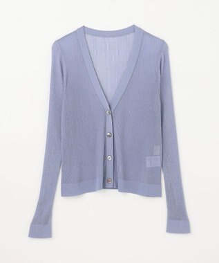 GRACE CONTINENTAL リブシアーニットカーディガン ブルー