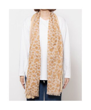 UNBILLION カシュネ cache nez / ライン入アニマル柄ジャカードストール ベージュ