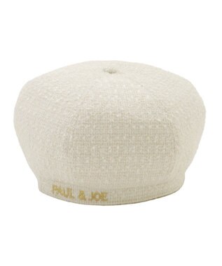 MOONBAT PAUL & JOE ACCESSOIRES ロゴ刺繍ツイードベレー ホワイト