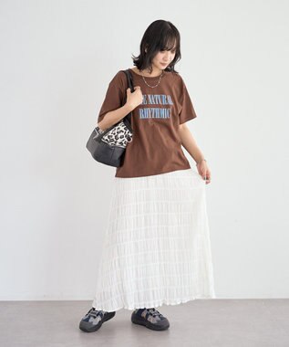Green Parks ボイルシャーリングフレアスカート Off White