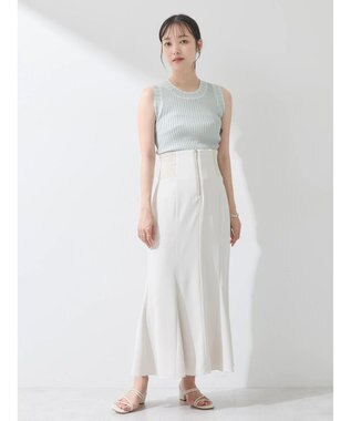 earth music&ecology ノースリーブラインニットプルオーバー Mint