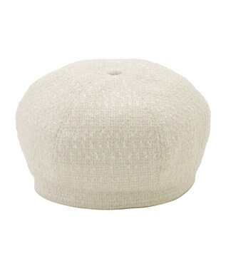 MOONBAT PAUL & JOE ACCESSOIRES ロゴ刺繍ツイードベレー ホワイト