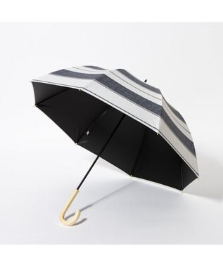 UNBILLION cache nez / 麻調ボーダーバルーンショートパラソル ネイビー