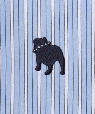 J.PRESS MEN 【WEB限定】ポプリンストライプ バックブルバンドカラーシャツ サックスブルー系1